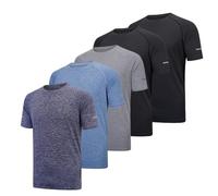 fovdtaa Confezione da 5 magliette da uomo a maniche corte con scollo rotondo, per palestra, allenamento, corsa, traspirante, maglietta sportiva a maniche corte, XXL