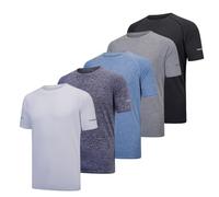 fovdtaa Confezione da 5 magliette da uomo a maniche corte con scollo rotondo, per palestra, allenamento, corsa, traspirante, maglietta sportiva a maniche corte, 3XL