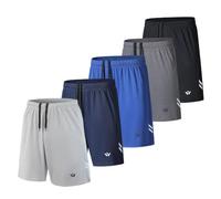 fovdtaa Confezione da 5 pantaloncini sportivi da uomo con tasche e elastico in vita, pantaloncini da allenamento ad asciugatura rapida per uomo pantaloni da corsa, Nero, grigio, blu, blu marino