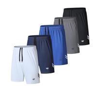fovdtaa Confezione da 5 pantaloncini sportivi da uomo con tasche ed elastico in vita, pantaloncini da allenamento ad asciugatura rapida da corsa, XXL
