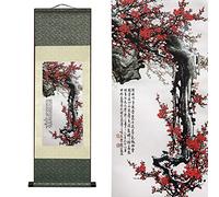 FOVNOT Asiatico Decorazione Parete，Pittura Cinese Quadro Verticale Arazzo da Parete，Bellissimo Seta Pergamene Quadri Verticali Lunghi Usato per Decorazioni Parete Camera da Letto