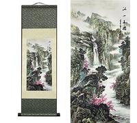 FOVNOT Asiatico Decorazione Parete，Pittura Cinese Quadro Verticale Arazzo da Parete，Bellissimo Seta Pergamene Quadri Verticali Lunghi Usato per Decorazioni Parete Camera da Letto