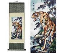 FOVNOT Asiatico Decorazione Parete，Pittura Cinese Quadro Verticale Arazzo da Parete，Bellissimo Seta Pergamene Quadri Verticali Lunghi Usato per Decorazioni Parete Camera da Letto