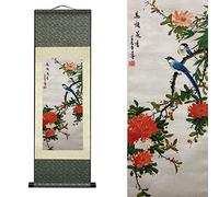 FOVNOT Asiatico Decorazione Parete,Pittura Cinese Quadro Verticale Arazzo da Parete,Bellissimo Seta Pergamene Quadri Verticali Lunghi Usato per Decorazioni Parete Camera da Letto