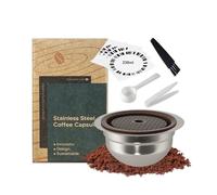 FOVNOT Capsula di Caffè Riutilizzabile in Acciaio Inox per Nes-resso Ve-tuo, 230mL Capsula Ricaricabile con Coperchi in Silicone Alimentare, Compatibile con Macchine Ve-tuo Plus/Pop/Next