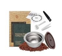 FOVNOT Capsula di Caffè Riutilizzabile in Acciaio Inox per Nes-resso Ve-tuo, 80mL Capsula Ricaricabile con Coperchi in Silicone Alimentare, Compatibile con Macchine Ve-tuo Plus/Pop/Next