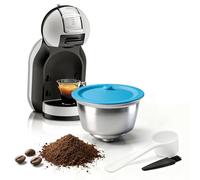 FOVNOT Capsula Di Caffè Riutilizzabile per Dolce Gusto, Cappuccio Filtro per Caffè Ricaricabile in Acciaio Inox Coperchi in Silicone Alimentare Compatibile Con Piccolo Xs/Genio S/Mini Me/Edg 606
