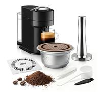 FOVNOT Capsule di Caffè Riutilizzabili per Nes-resso Ve-tuo Pop/Next, Cialde in Acciaio Inossidabile Ricaricabili con Coperchi in Silicone per Uso Alimentare e Pressino da 41 mm (150mL)