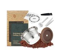 FOVNOT Capsule Riutilizzabili, Capsule di Caffè Ricaricabili Coperchi in Silicone Alimentare Capsula di Caffè in Acciaio Inox Compatibile con Ve-tuo Pop/Plus, De-Longhi ENV135/ENV150 (150mL)