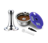 FOVNOT Riutilizzabili Cialde di Caffè per Bosch Tas, 180mL Acciaio Inossidabile Ricaricabili Capsula di Caffè con Coperchio in Silicone e Pressino da 51mm Compatibile con Tas Happy, Vivy
