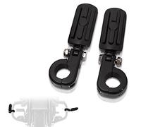 FOVPLUE Pedane Highway da 3,2 cm, poggiapiedi regolabile con morsetti a P per Harley Touring Softail Dyna Sportster Honda Kawasaki Suzuki Yamaha Indian Victory w/1-1/4" protezione motore, nero lucido