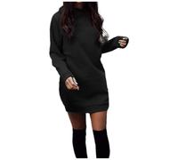 Foweknow Abito da donna a maniche lunghe, in pile, per l'inverno, elegante, senza cappuccio, da donna, girocollo, per il tempo libero, morbido, oversize, abito invernale