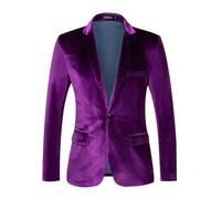 Foweknow Blazer, giacca da uomo slim fit, in velluto, classica, sottile, autunno, inverno, versatile, funzionale, per matrimonio, maschera, ballo, smokings, alla moda, per attività all'aria aperta