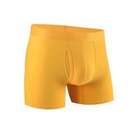 Foweknow Boxer da uomo, in cotone, comodi e morbidi, in tinta unita, traspiranti, comodi, basici, retrò, sexy, 01 giallo., L