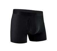 Foweknow Boxer da uomo, in cotone, comodi e morbidi, in tinta unita, traspiranti, comodi, basici, retrò, sexy, 01 nero, XL