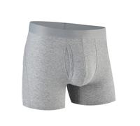 Foweknow Boxer da uomo, in cotone, comodi e morbidi, in tinta unita, traspiranti, comodi, basici, retrò, sexy, 01 grigio, XL
