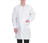 Foweknow Camice da Laboratorio Uomo Camice Bianco Camice Medico Chimica Cosplay Costume Manica Lunga Medicina Cappotti Uniforme Medica Con Bottoni E Tasche Abbigliamento Professionale Per Laboratorio
