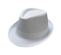 Foweknow Cappello Panama da uomo e donna, cappello estivo da spiaggia Fedora, unisex, cappello estivo, cappello da sole jazz, con tesa larga, cappello in feltro da uomo, in tinta unita, bianco, Taglia