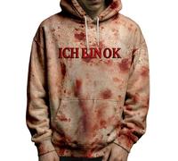 Foweknow Felpa con cappuccio per Halloween, costume da uomo, motivo schizzi di sangue, felpa con cappuccio per uomo, con motivo orridito, per il tempo libero, felpa con cappuccio Horror Blood Stain
