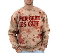 Foweknow Felpa da uomo con problemi risolti, con motivo a schizzi di sangue, orrore, con stampa sanguinosa, a maniche lunghe, casual, con scollo rotondo, maglione, Anguria rossa1, L