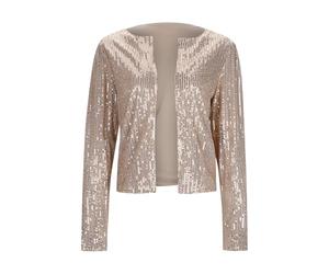 Foweknow Giacca da baseball da donna con paillette, a maniche lunghe, anni '70, per feste, discoteca, da donna, con brillantini, per feste, Xmas, oro rosa., S
