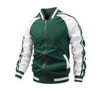 Foweknow Giacca da uomo per le mezze stagioni, slim fit, per l'autunno, inverno, da baseball, per le attività all'aria aperta, versatile, per il tempo libero, per l'aviatore, verde, M