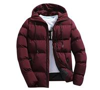 Foweknow Giacca invernale da uomo trapuntata calda piumino con cappuccio cotone giacca termica, Vino, 5XL
