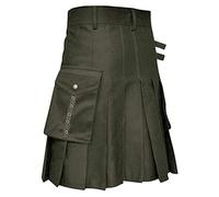 Foweknow Kilt scozzese per uomo Gladiatore Gonna Retro Tradizionale Cervo Scozzese Gonna A Pieghe Irlandese Cavaliere Gotico Medievale Costume Pieghettato Mini Gonna, verde, M