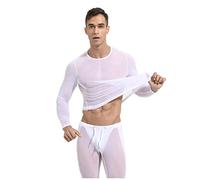 Foweknow Maglia da ciclismo da uomo, in rete trasparente, da notte, da ciclismo, da uomo, a maniche lunghe, trasparente, ad asciugatura rapida, traspirante, funzionale, bianco, S