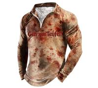 Foweknow Maglietta a maniche lunghe da uomo con problemi di stampa oversize, con schemi di sangue sanguinoso, per Halloween, costume da allenamento, Brick Rot3, 3XL