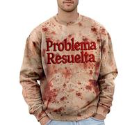 Foweknow Maglione da uomo per Halloween, con problemi risolti, felpa da uomo senza cappuccio, traspirante, a maniche lunghe, con stampa sanguinosa, top autunno inverno maniche lunghe maglione casual