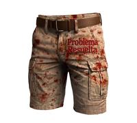 Foweknow Pantaloncini cargo da uomo con problemi risolti per Halloween, pantaloni corti da lavoro, pantaloni da lavoro, con stampa sanguinosa, motivo schizzi di sangue, pantaloncini da lavoro con