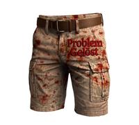 Foweknow Pantaloncini cargo da uomo con problemi risolti per Halloween, pantaloni corti da lavoro, pantaloni da lavoro, con stampa sanguinosa, motivo schizzi di sangue, pantaloncini da lavoro con