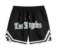 Foweknow Pantaloncini sportivi da uomo con stampa Los Angeles, pantaloncini da basket, classici in vita elasticizzata, pantaloni corti da uomo, traspiranti, leggeri, casual, da spiaggia, per attività