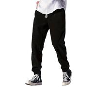Foweknow Pantaloni in velluto a coste da uomo, tinta unita, per il tempo libero, slim fit, alla moda, per l'autunno e l'inverno, casual, elastici, versatili, streetwear, comodi, Nero , 3XL
