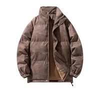 Foweknow Piumino da uomo, giacca invernale calda, trapuntata, per attività all'aria aperta, comoda, casual, per le mezze stagioni, con colletto alto, spesso, in tinta unita, casual, parka, caffè, M