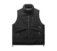 Foweknow Piumino da uomo, senza maniche, con chiusura lampo, casual, basic, per le mezze stagioni, tinta unita, trapuntato, invernale, parka invernale, Nero , M