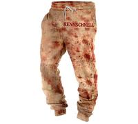 Foweknow Problema risolto Halloween Pantaloni da uomo, leggeri, con schizzi di sangue, modello sportivo, pantaloni da jogging, divertenti, con stampa con orrore, pantaloni sportivi da uomo, vita