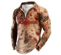 Foweknow Problema risolto maglietta da uomo sanguinoso costume di Halloween a maniche lunghe schemi di sangue, top horror blood top leggero e arioso maglietta sportiva con stampa sanguinosa maglione