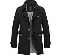 Foweknow Trench Coat - Giacca antivento da uomo, per le mezze stagioni, alla moda, di media lunghezza, tinta unita, per lo streetwear, per il lavoro, per il tempo libero