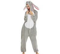 Foweknow Tuta da donna con animale, cosplay, coniglio, onesia, pigiama, costume per cosplay, per donne e uomini, abbigliamento loungewear Carnevale, pigiama intero, GrigioScuro , L