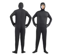 Foweknow Tuta da uomo e donna, per il viso aperto, in spandex, per Halloween, per tutto il corpo, slim fit, solida, onesia, spettacolo sul palcoscenico, Nero , XL