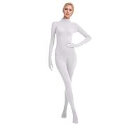 Foweknow Tuta intera da uomo e donna, elasticizzata, per cosplay, tutto il corpo, unisex, tinta unita, per Halloween, carnevale, slim fit, onesie, bianco, M