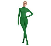 Foweknow Tuta intera da uomo e donna, elasticizzata, per cosplay, tutto il corpo, unisex, tinta unita, per Halloween, carnevale, slim fit, onesie, verde, XL