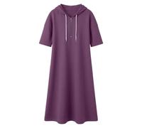 Foweknow Vestito da donna con cappuccio, lungo, caldo, oversize, in cotone, casual, lungo al ginocchio, a maniche lunghe, per autunno, inverno, per il tempo libero