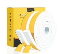 fowong Guarnizione Finestra Nastro Sigillante Per Porte e Finestre 25mm (larghezza) x 10mm (profondità) Autoadesivo in Schiuma Guarnizione in Gomma Per Isolamento Acustico Lunghezza Totale 4m