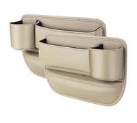 FOWURB Organizzatore Spazi Sedile Auto per Citroen C1 C2 C3 C4 C5 C5X C6 C8 DS3 DS4 DS5, PU Pelle Portabicchieri Scatola Portaoggetti Seggiolino Riempitivo Tasca Laterale,B/Beige