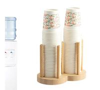 Fowybe Dispenser per Bicchieri monouso in Carta | Portabicchieri con Scomparto in bambù | Dispenser di Tazze Antiscivolo Portabicchieri da Bagno Naturali per vanità e Piani di Lavoro