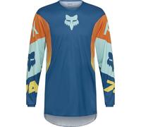 FOX 360 Tine Maglia da motocross, blu-arancione, taglia L per maschi