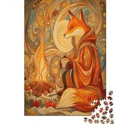 Fox arancione Seduti accanto al fuoco 38x26cm/1000pcs Puzzle Adatto Per Adulti E Folla Dai 14 Anni in Su